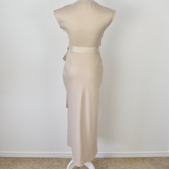 BHLDN Louisa Satin Charmeuse Champagne Cream Midi Dress - 0 - Picture 6 of 11